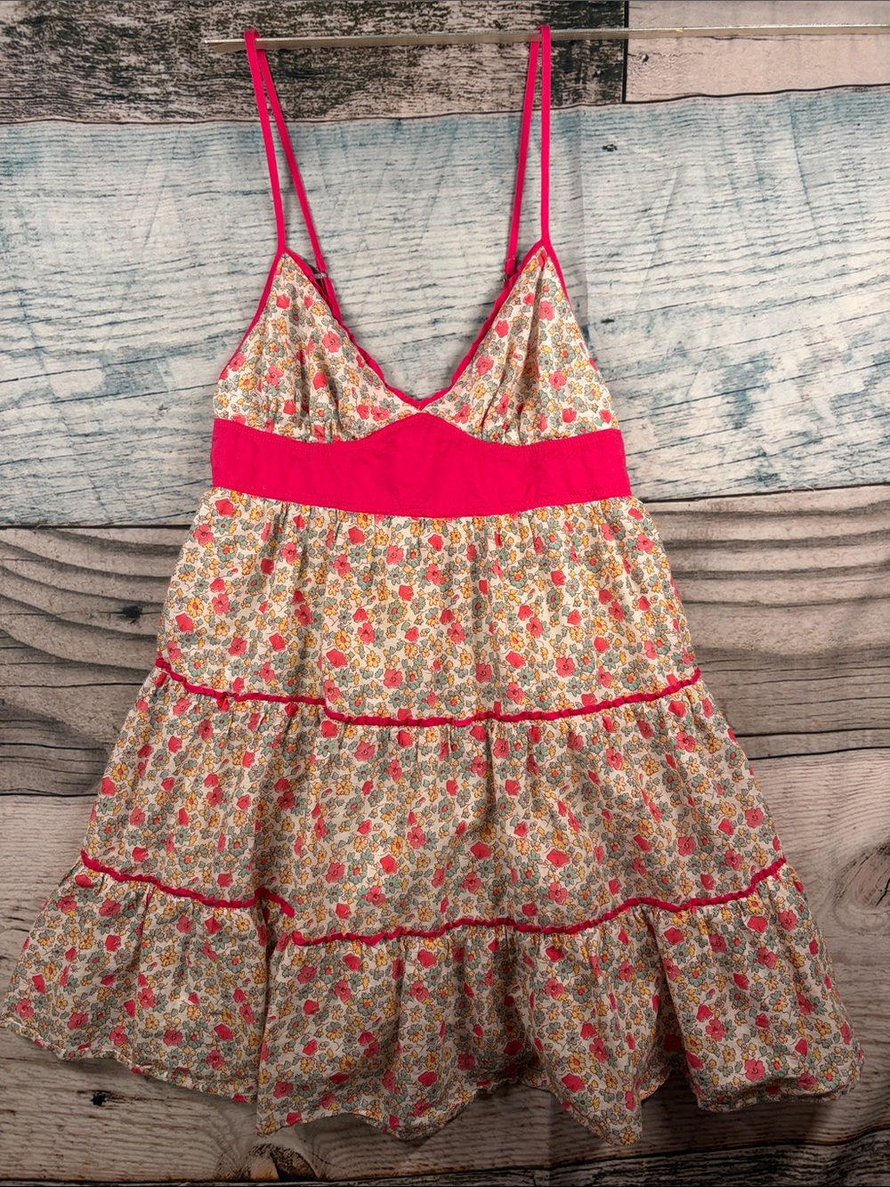 Abercrombie & Fitch Pink Floral Tiered Spaghetti-Strap Top - XS